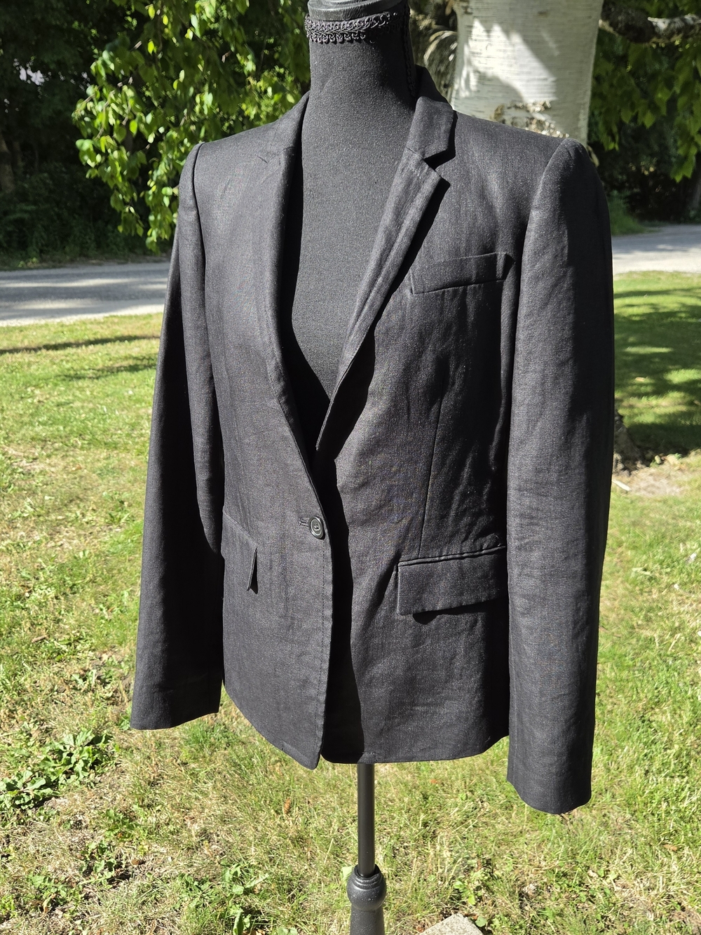 J. Crew Regent Linen Cotton Blend Black Women's Blazer